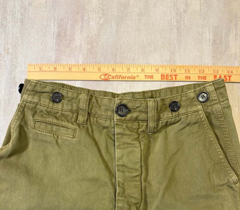 Zara Olive Green Military‎ Style Button-Detail Trousers Size XS - Picture 7 of 8